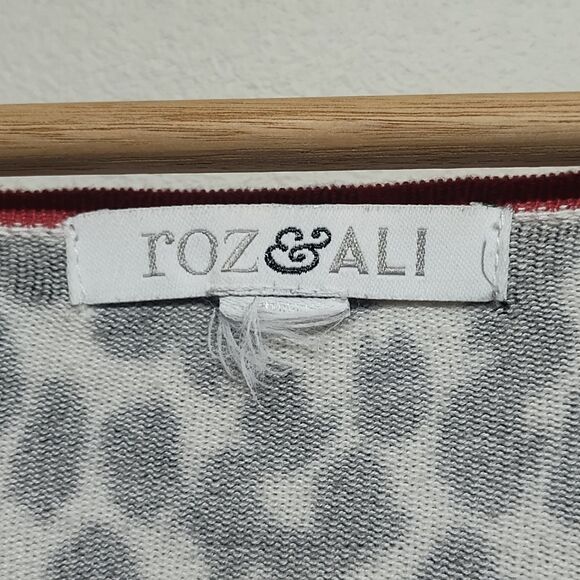 Roz & Ali Knit Cardigan Sweater Women Plus Size 2X White Black Winter Casual - Picture 6 of 8